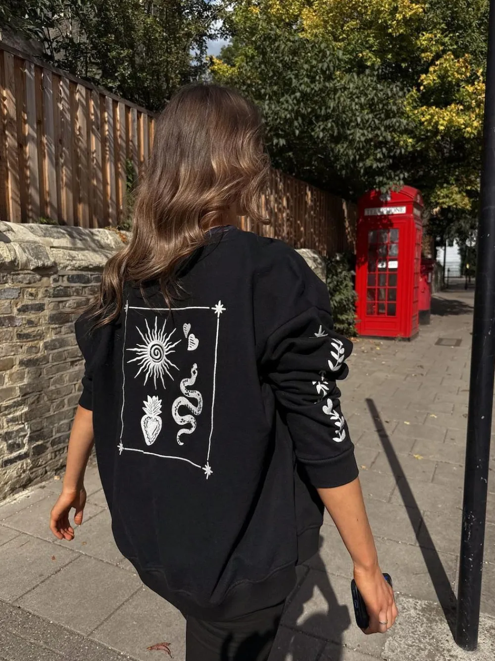 Discount Never Fully Dressed Embroidered Sweatshirt Black