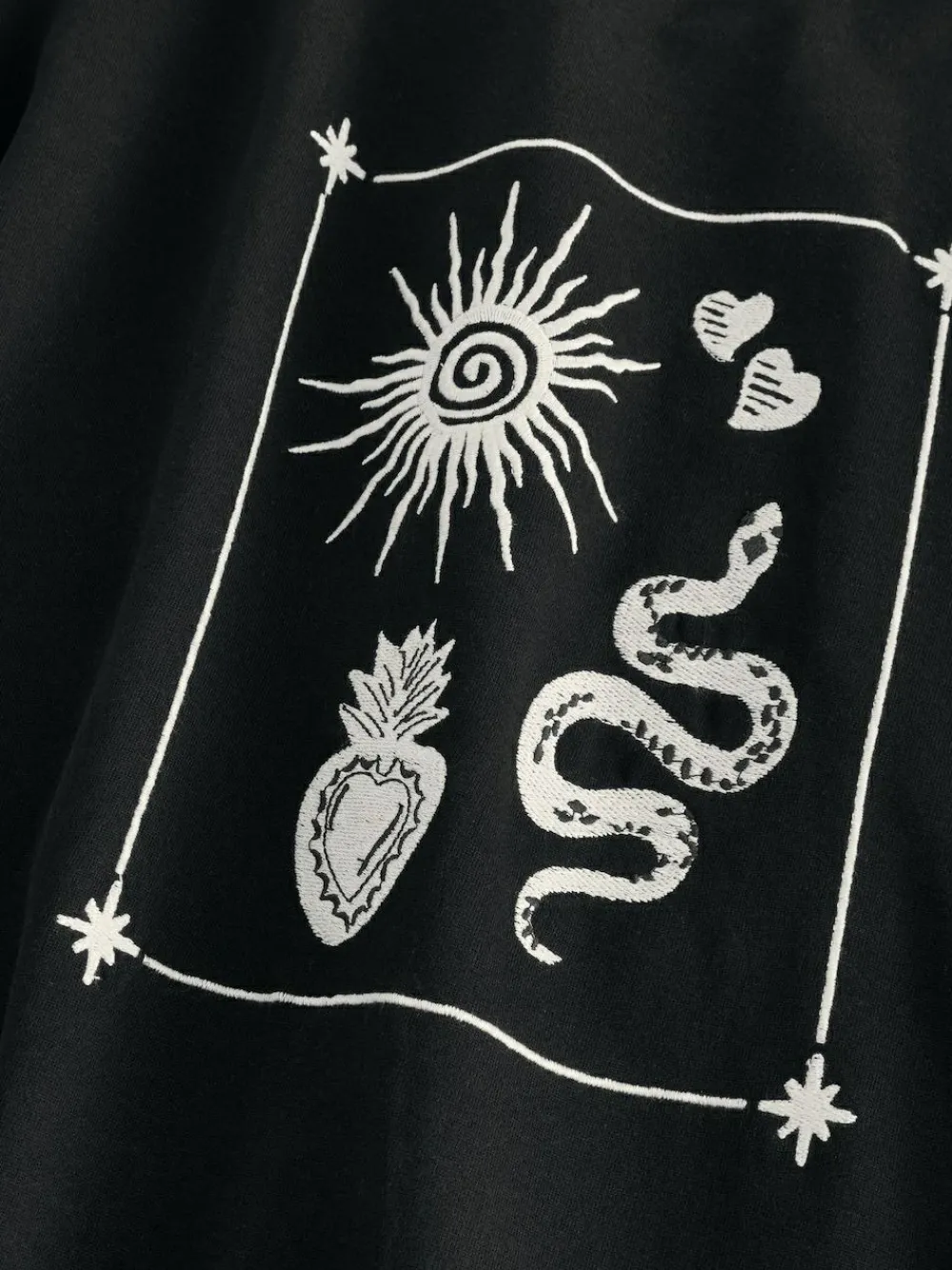 Discount Never Fully Dressed Embroidered Sweatshirt Black