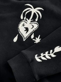 Discount Never Fully Dressed Embroidered Sweatshirt Black