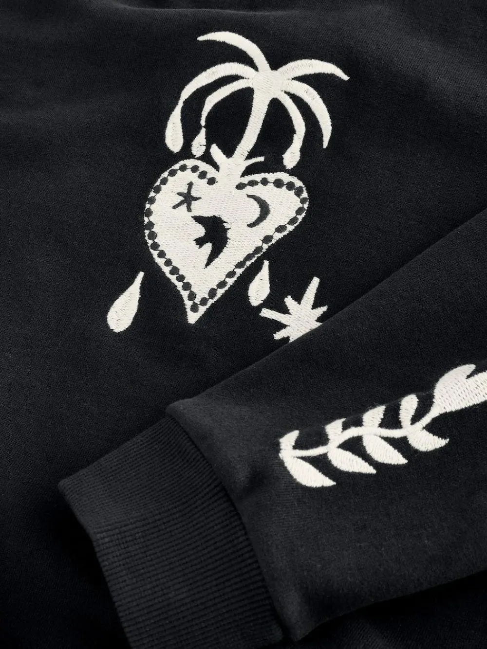 Discount Never Fully Dressed Embroidered Sweatshirt Black
