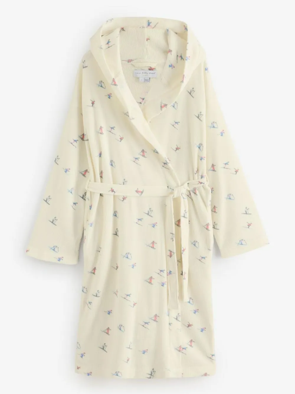 Hot Never Fully Dressed Cream Ski Print Waffle Robe