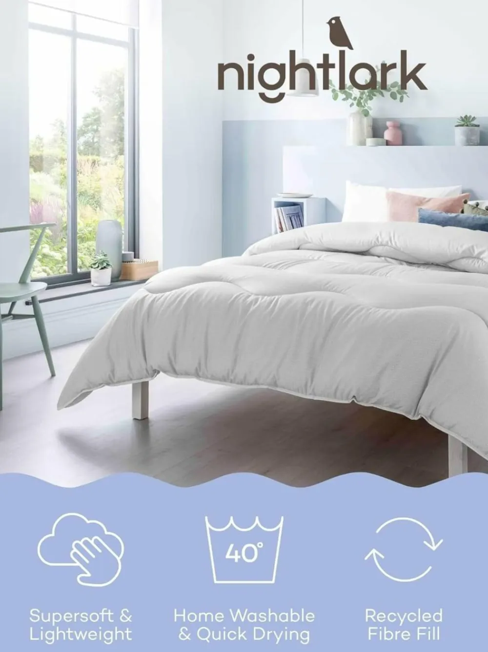 New Night Lark Linen 4.5 Tog Coverless Duvet Grey