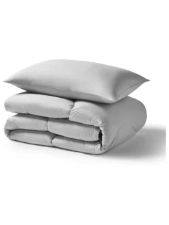Discount Night Lark Seersucker Coverless Duvet and Pillowcase 4.5 Tog Set Nordic Mist Grey