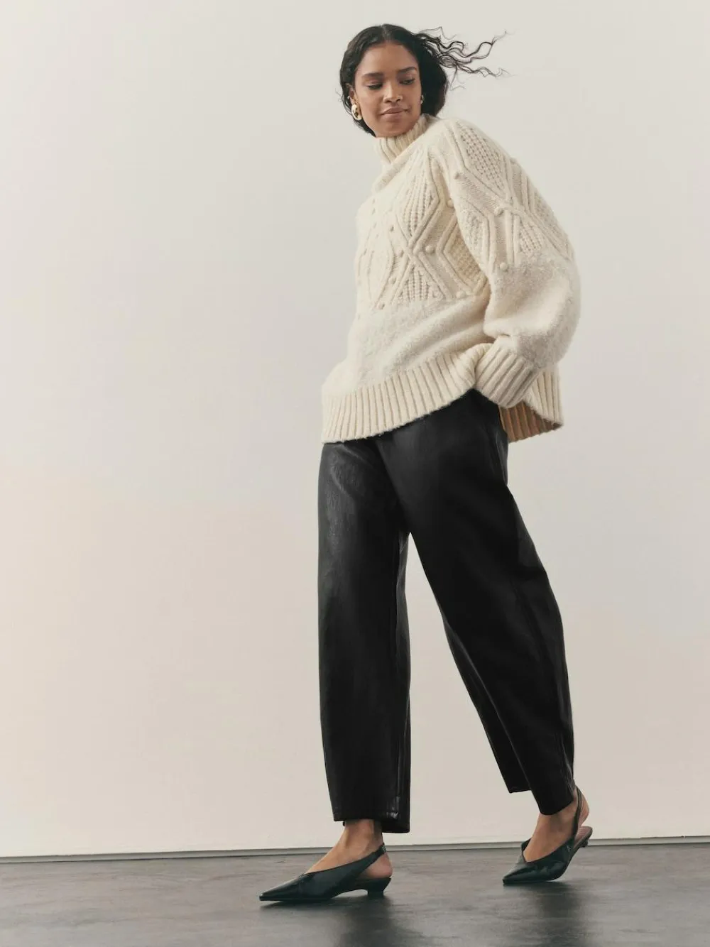 Online Nothing Ordinary Faux Leather Barrel Leg Trousers Black
