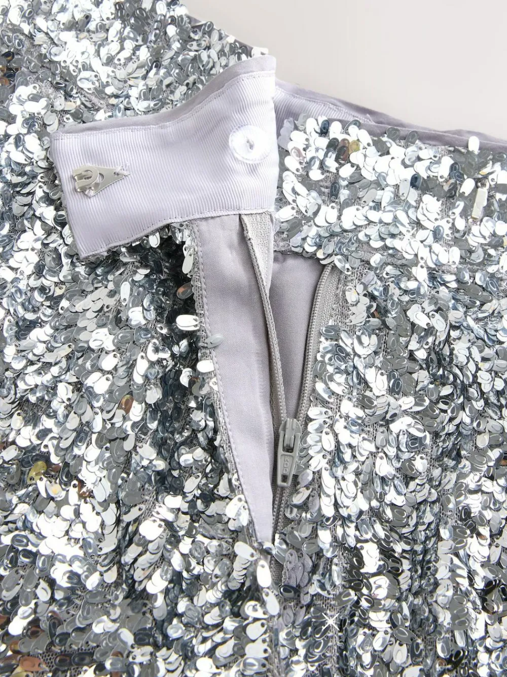 New Nothing Ordinary Silver Sequin High Waist Wide Leg Trousers