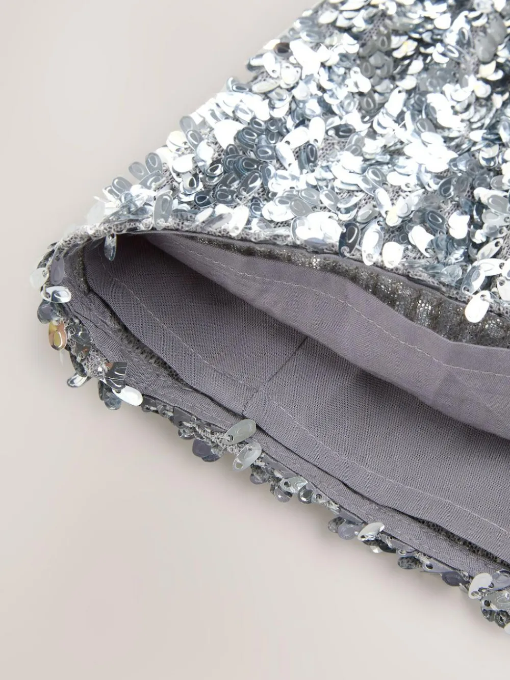 New Nothing Ordinary Silver Sequin High Waist Wide Leg Trousers