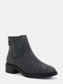 Best Novo Black Chrome Wide Fit Darlina Flat Chelsea Ankle Boots