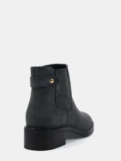 Best Novo Black Chrome Wide Fit Darlina Flat Chelsea Ankle Boots