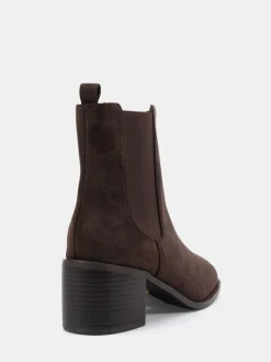 Sale Novo Wide Fit Juno Block Heel Chelsea Ankle Boots Brown