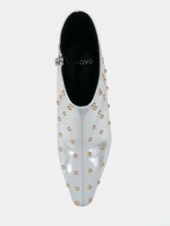 Hot Novo Wide Fit Wide Fit Kiki Studded Low Heel Ankle Boots Silver