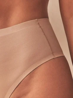 Online Next High Waist Thong Shaping Tummy Control Premium Cotton Blend Knickers Nude