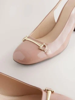 New Next Extra Wide Fit Hardware Slingback Block Heels Nude Pink