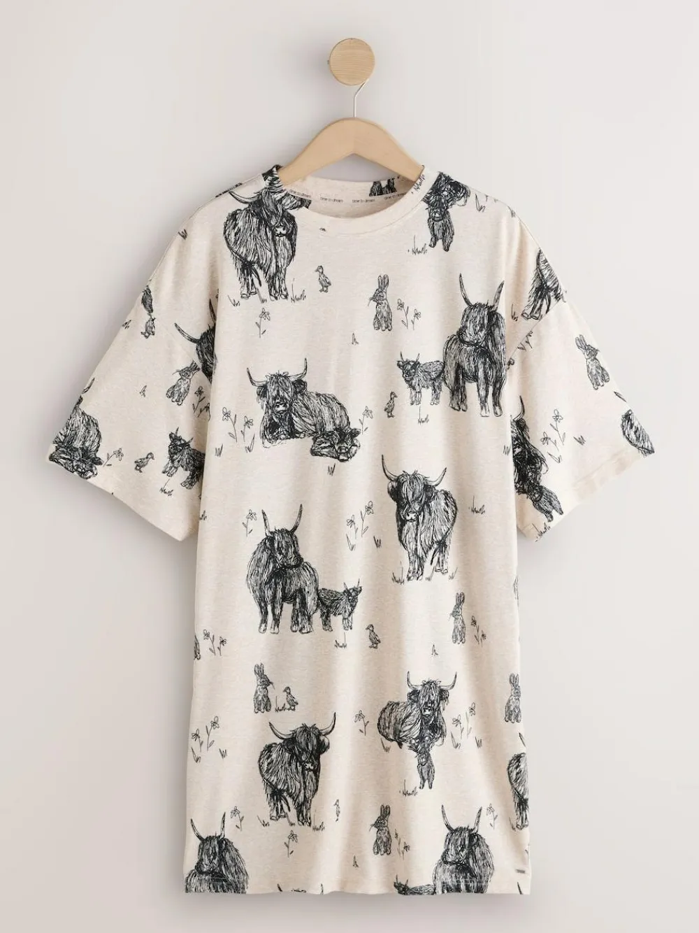 Next Oatmeal Hamish The Highland Cow Cosy Nightie^Women All Night & Lounge|Nightwear