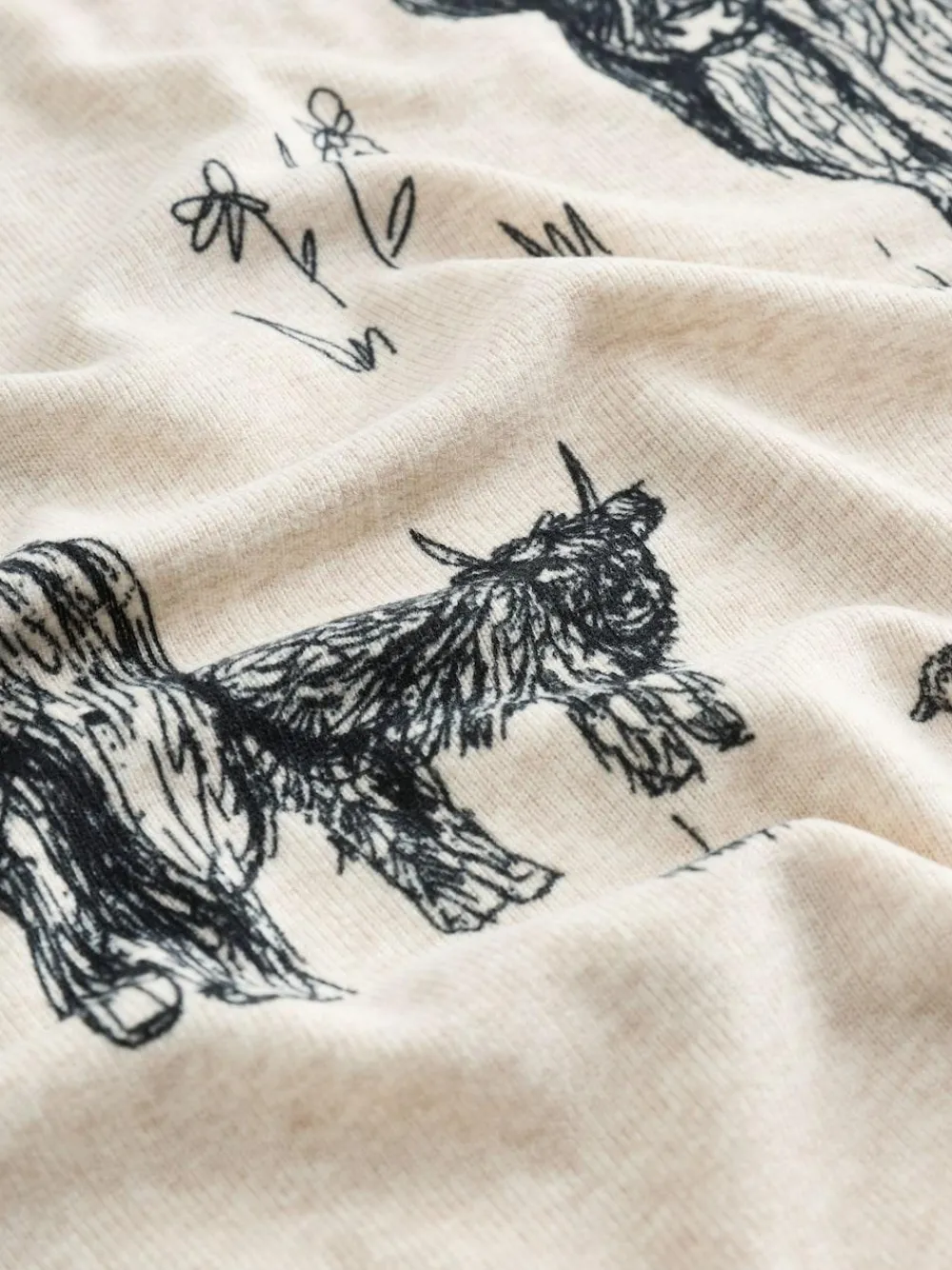 Next Oatmeal Hamish The Highland Cow Cosy Short Pyjamas Set^Women Pyjamas|All Night & Lounge