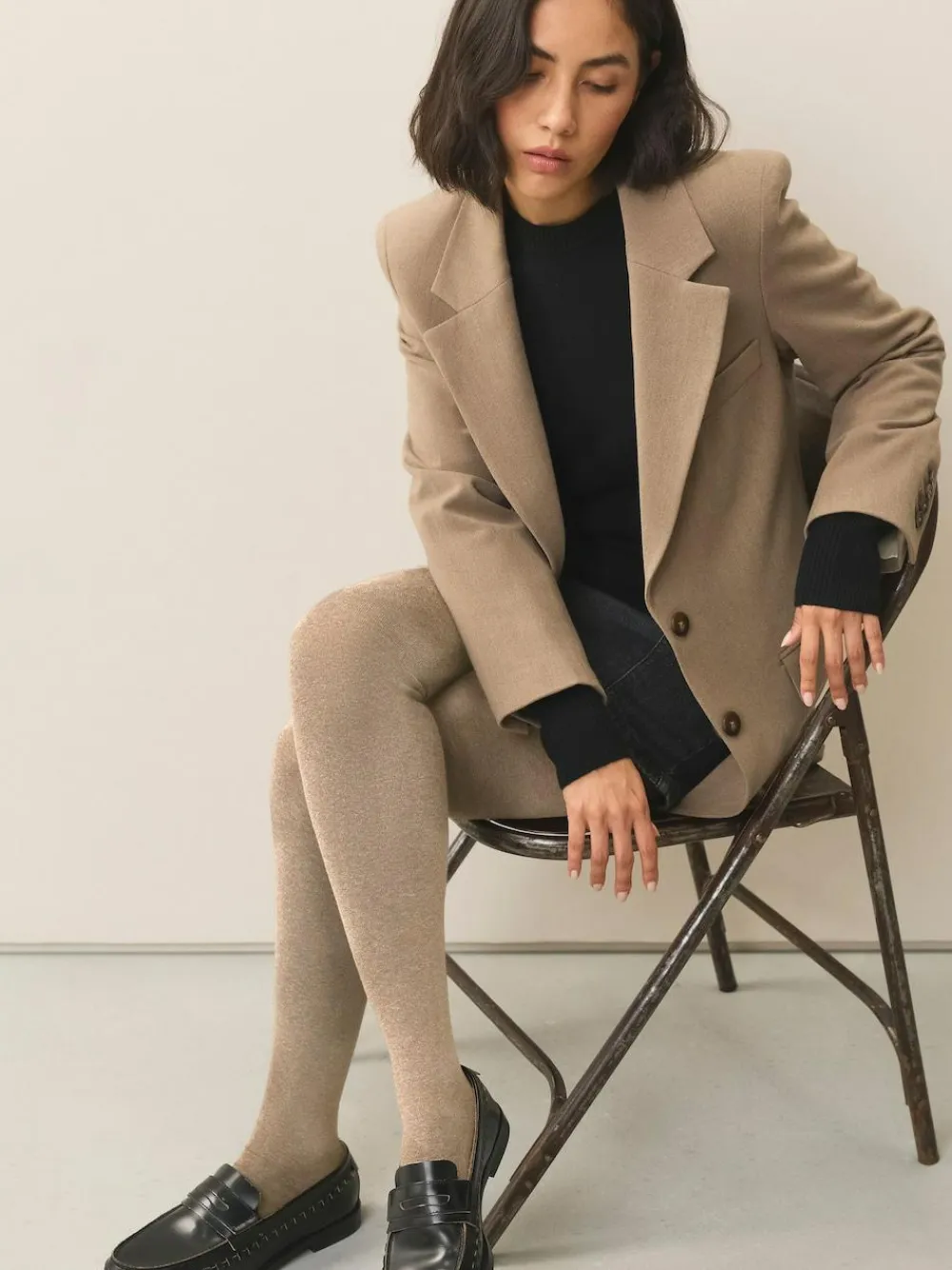 Best Next Warm Handle Knitted Tights 2 Pack Oatmeal/Neutral Marl