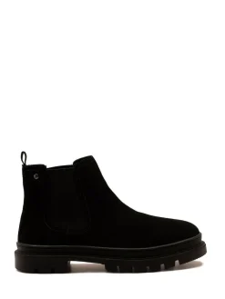 Clearance Off The Hook Harrison Suede Leather Formal Chelsea Boots Black
