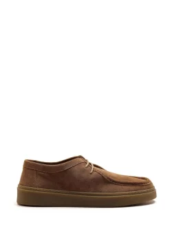 Discount Off The Hook Els Suede Leather Casual Lace-Up Boat Shoes Brown