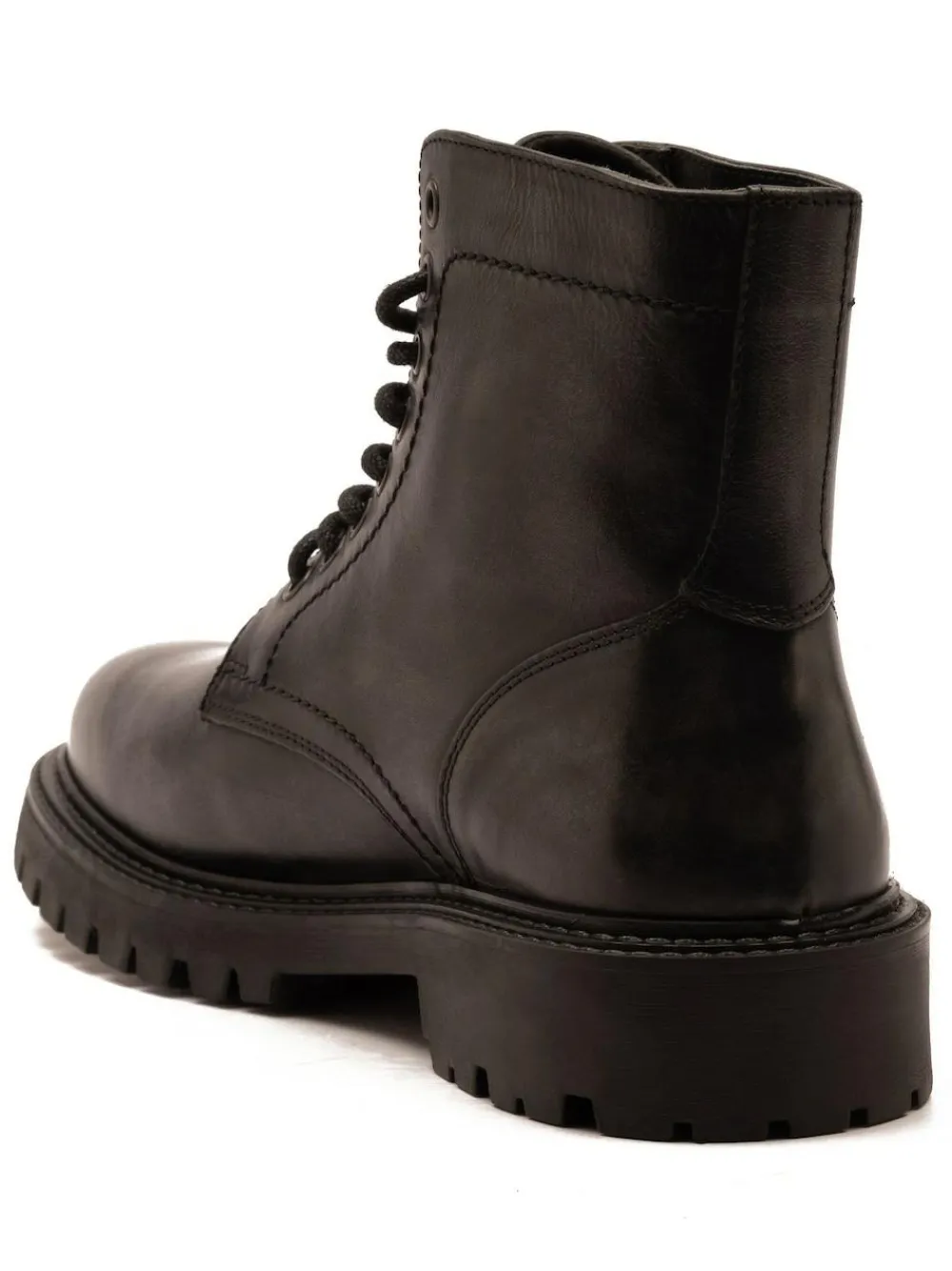 Discount Off The Hook Grey Donnie Leather Lace-Up Combat Ankle Boots