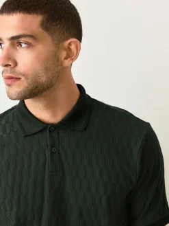 Sale Next Olive Green Regular Fit N.Premium Smart Jaquard Polo Shirt
