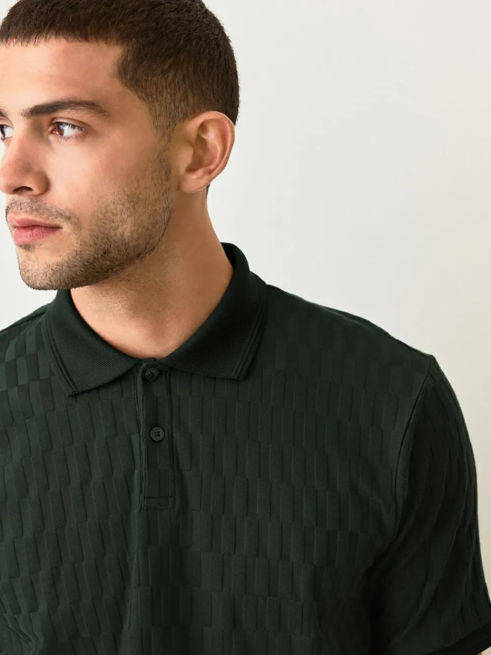 Sale Next Olive Green Regular Fit N.Premium Smart Jaquard Polo Shirt