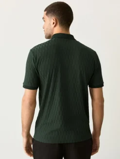 Sale Next Olive Green Regular Fit N.Premium Smart Jaquard Polo Shirt