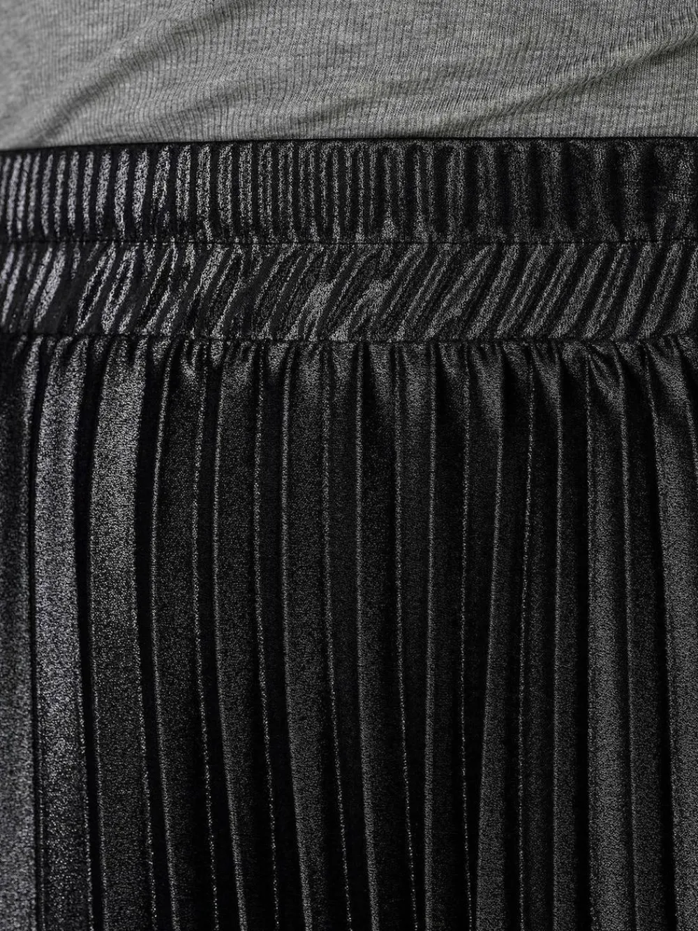 ONLY Black Metallic Pleated Midi Skirt^Women Skirts