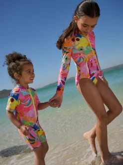 Next Orange Tropical Long Sleeve Sunsafe Swimsuit (3mths-16yrs)^ Swimwear