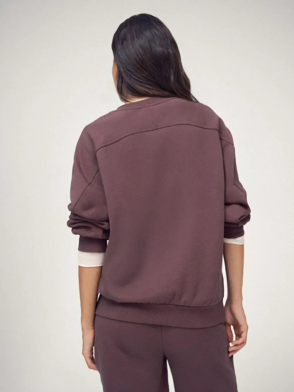 Discount OSIA Crew Neck Oversized Sweatshirt Brown
