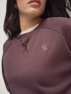 Discount OSIA Crew Neck Oversized Sweatshirt Brown