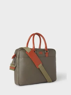 Discount Osprey London Waxed Canvas & Glazed Calf Leather Grantham Laptop Bag Green