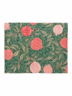 Paoletti Set of 4 Green Pomegranate Christmas Table Placemats & Large Table Runner^ Table Linen, Placemats & Coasters