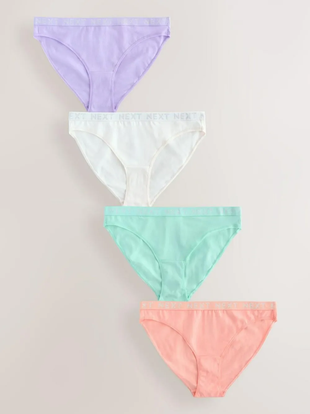 Discount Next Pastel High Leg Cotton Logo Knickers 4 Pack