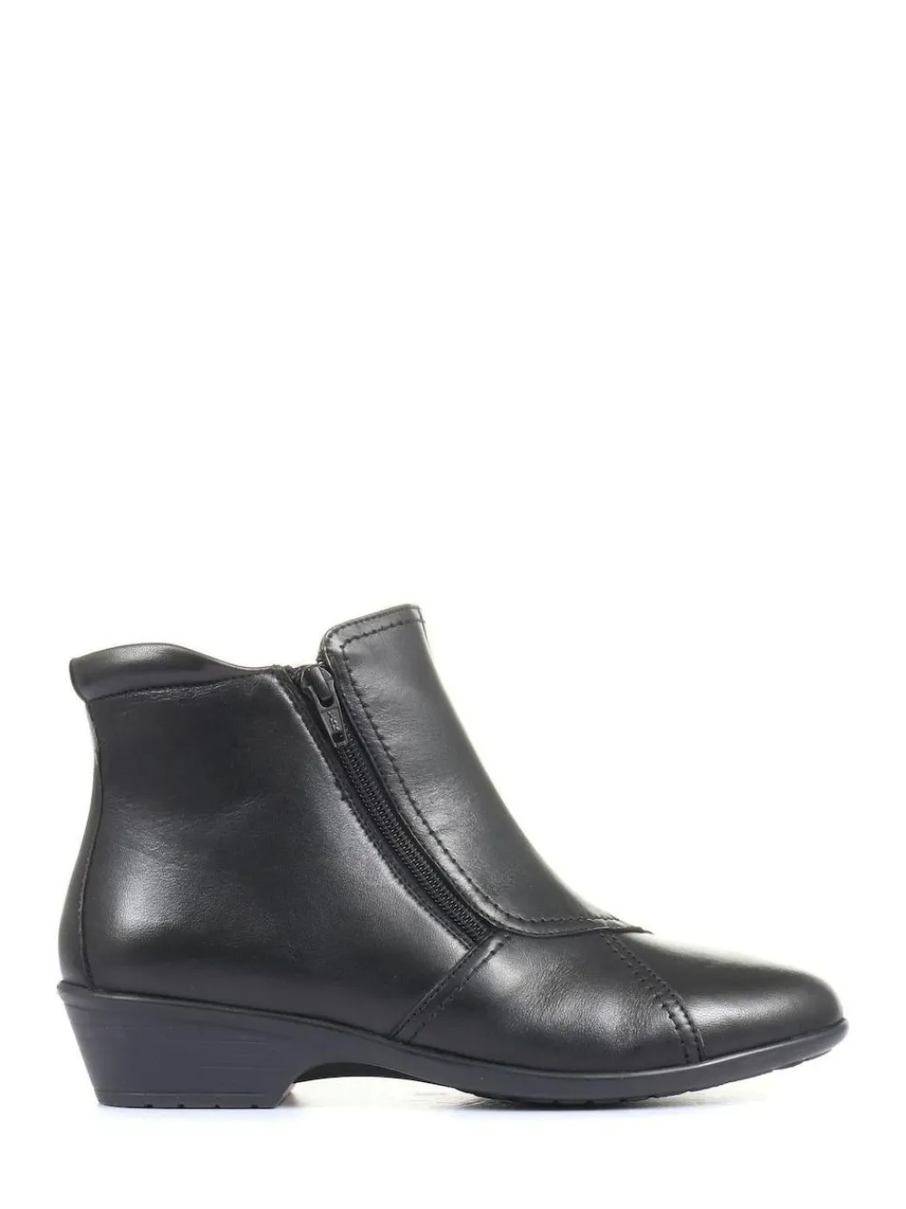 Best Pavers Black Ladies Wide Fit Leather Ankle Boots