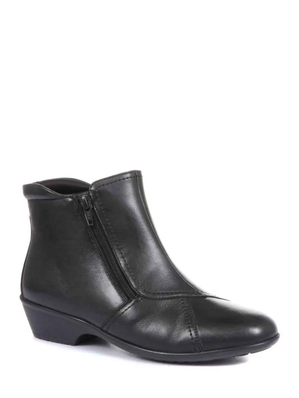 Best Pavers Black Ladies Wide Fit Leather Ankle Boots
