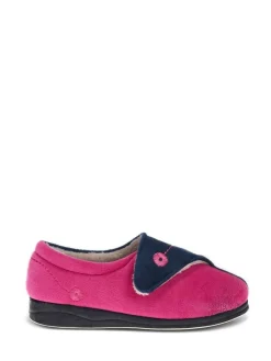 Pavers Wide Fit Ladies Touch Fasten Full Slippers With Permalose Sole^Women Slippers