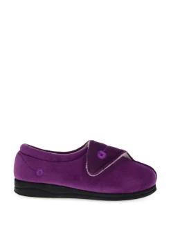 Pavers Wide Fit Ladies Touch Fasten Full Slippers With Permalose Sole^Women Slippers