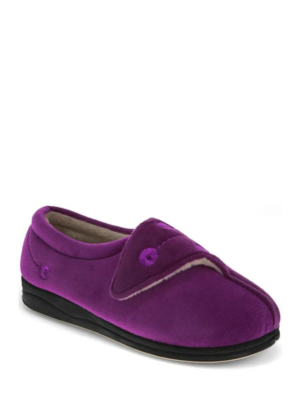 Pavers Wide Fit Ladies Touch Fasten Full Slippers With Permalose Sole^Women Slippers