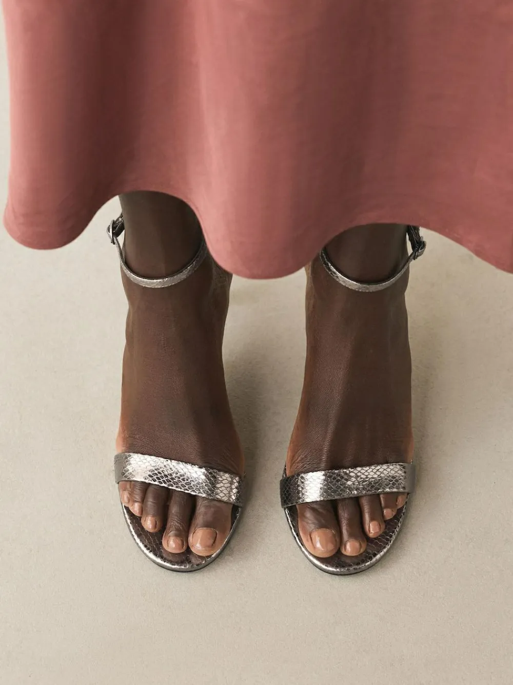 Sale Next Forever Comfort® Strappy Heeled Sandals Pewter