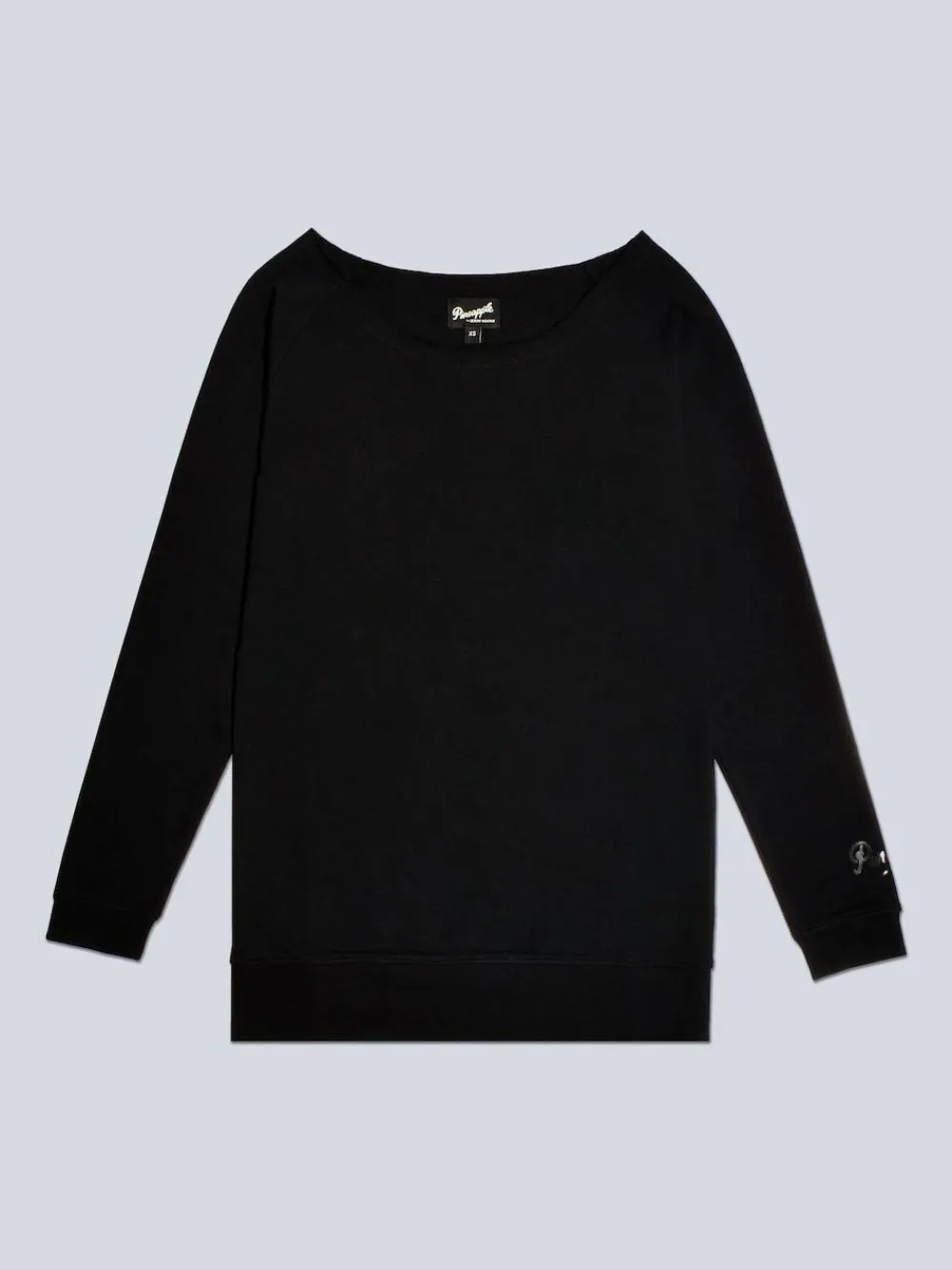 Hot Pineapple Womens Off Shoulder Longline Sweatshirt Black
