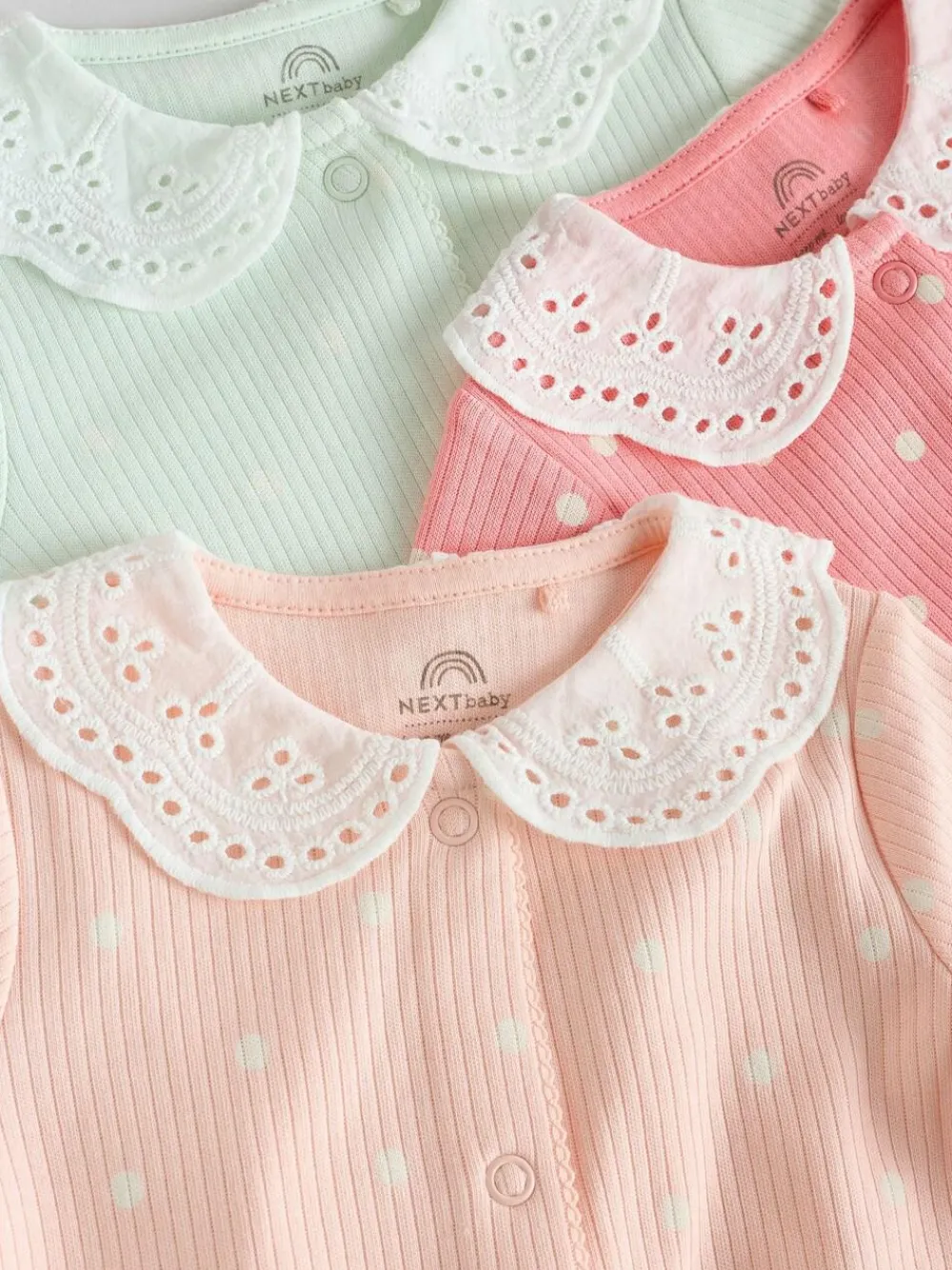 Next Pink 3 Pack Baby Sleepsuits (0-2yrs)^ Nightwear