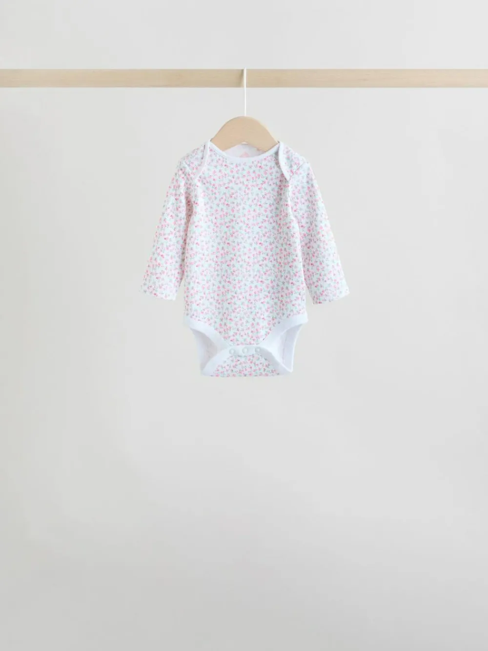 Online Next Pink 5 Pack Long Sleeve Baby Bodysuit