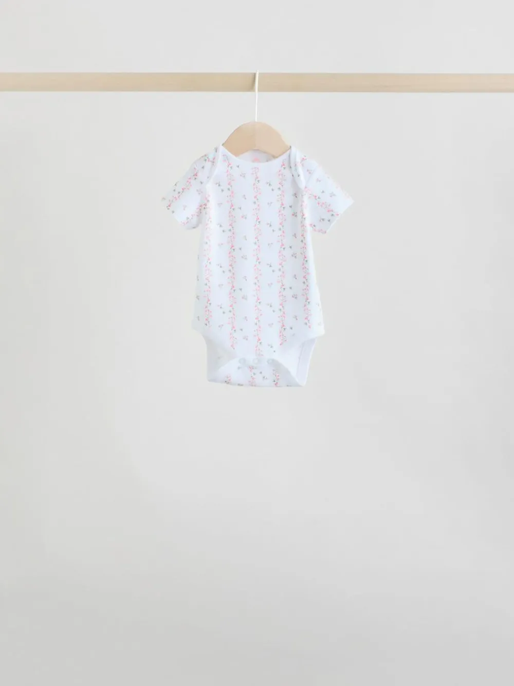 Online Next Pink 7 Pack Short Sleeve Baby Bodysuit