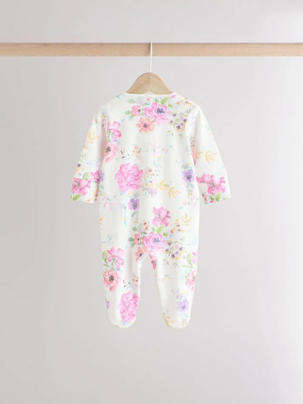 Hot Next Pink 3 Pack Two Way Zip Baby Sleepsuits (0mths-2yrs)