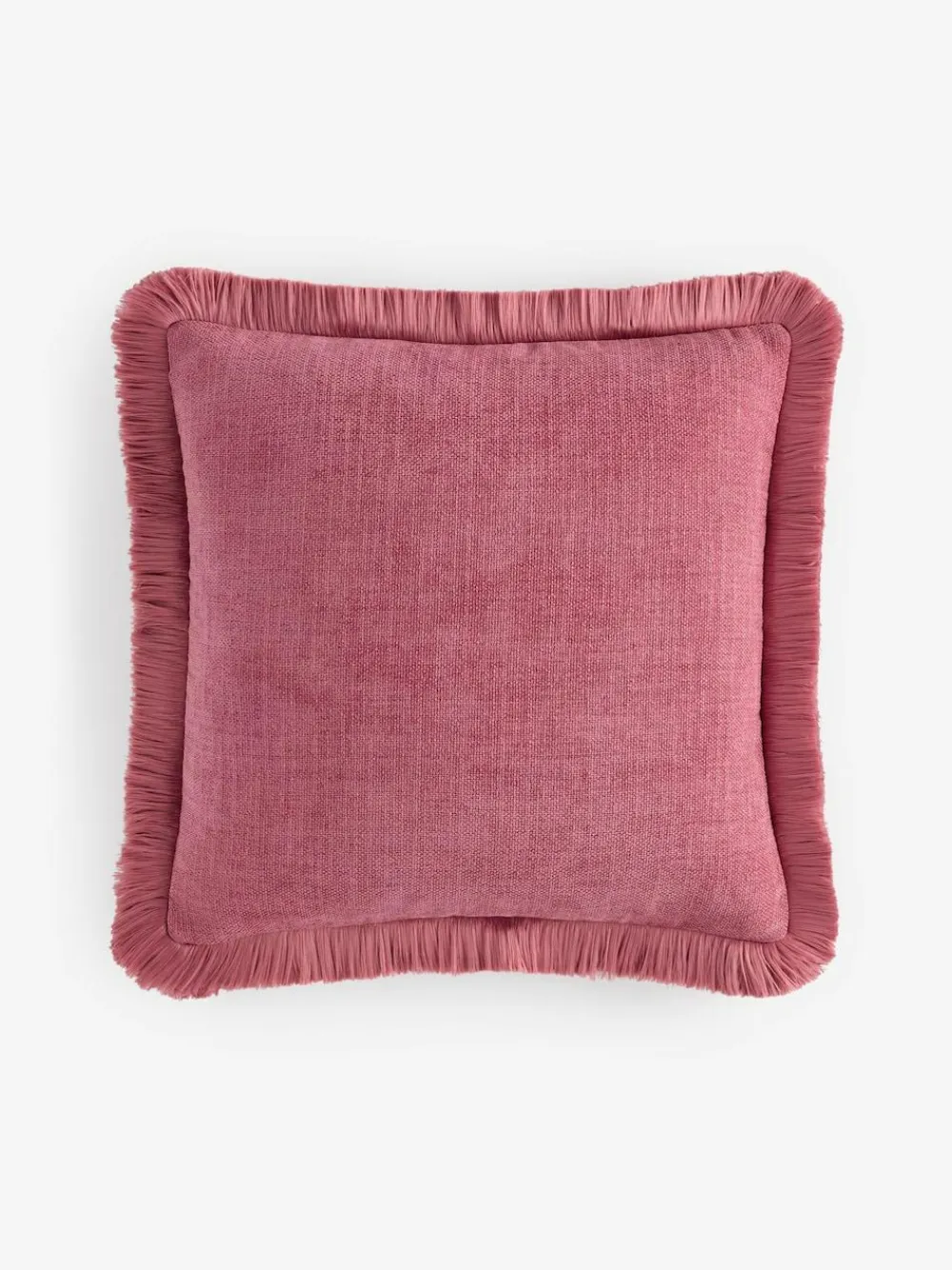 Next Pink 50 x 50cm Chunky Fringe Velvet Chenille Cushion