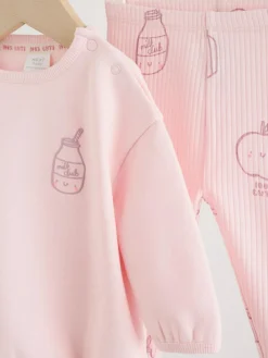 New Next Baby Sweatshirt and Leggings 2 Piece Set (0mths-2yrs) Pink