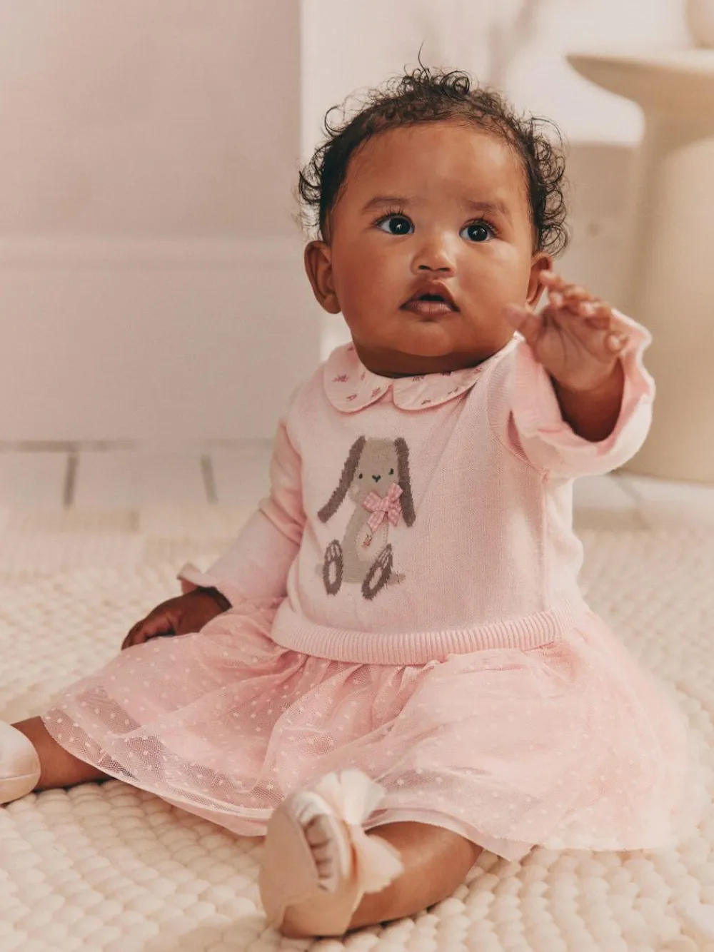 Discount Next Pink Bunny Baby Knitted Twofer Dress (0mths-2yrs)