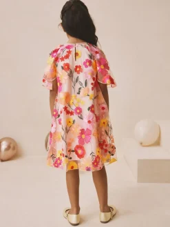 Outlet Next Pink 3D Embroidered Flower Occasion Dress (3-16yrs)