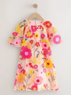 Outlet Next Pink 3D Embroidered Flower Occasion Dress (3-16yrs)