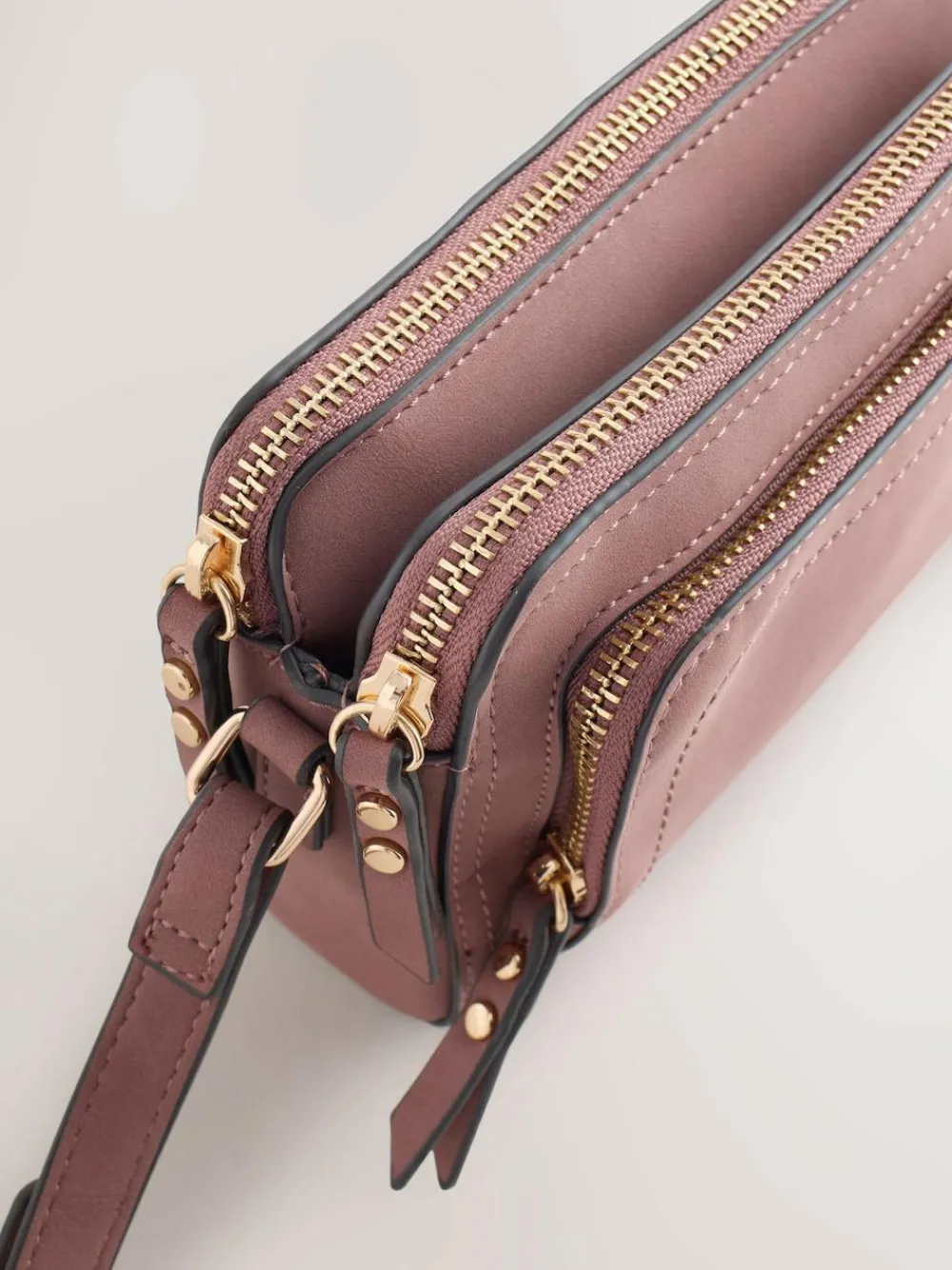 Next Double Zip Cross-Body Faux Suede Bag^Women Bags