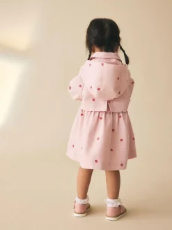 Outlet Next Shower Resistant Button Front Coat (3mths-7yrs) Pink Embroidery